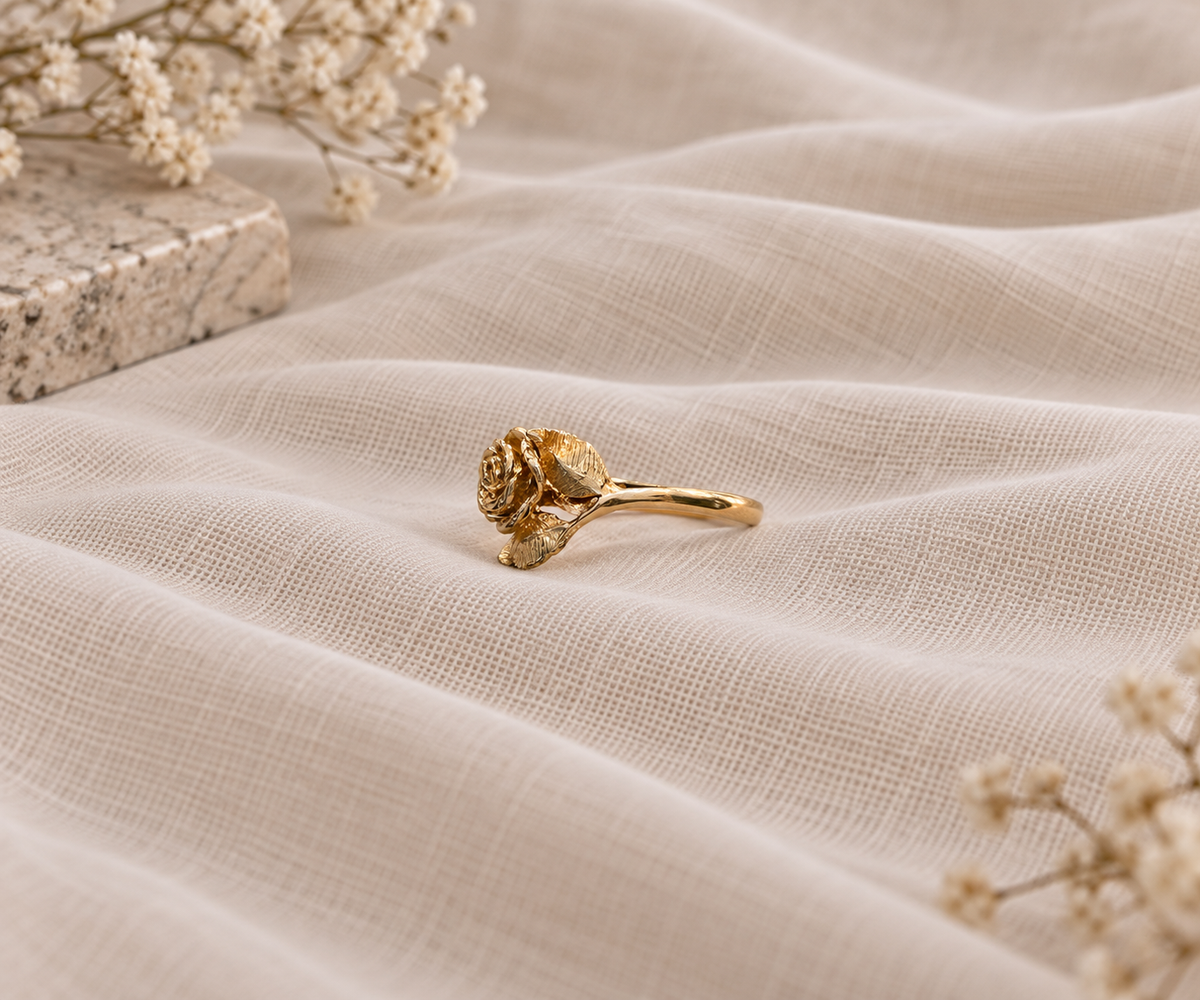Solid gold rose Ring