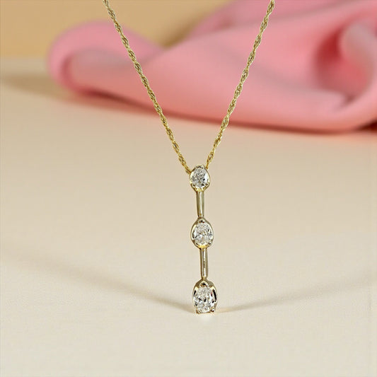 14K Three Diamond Hinged Pendant