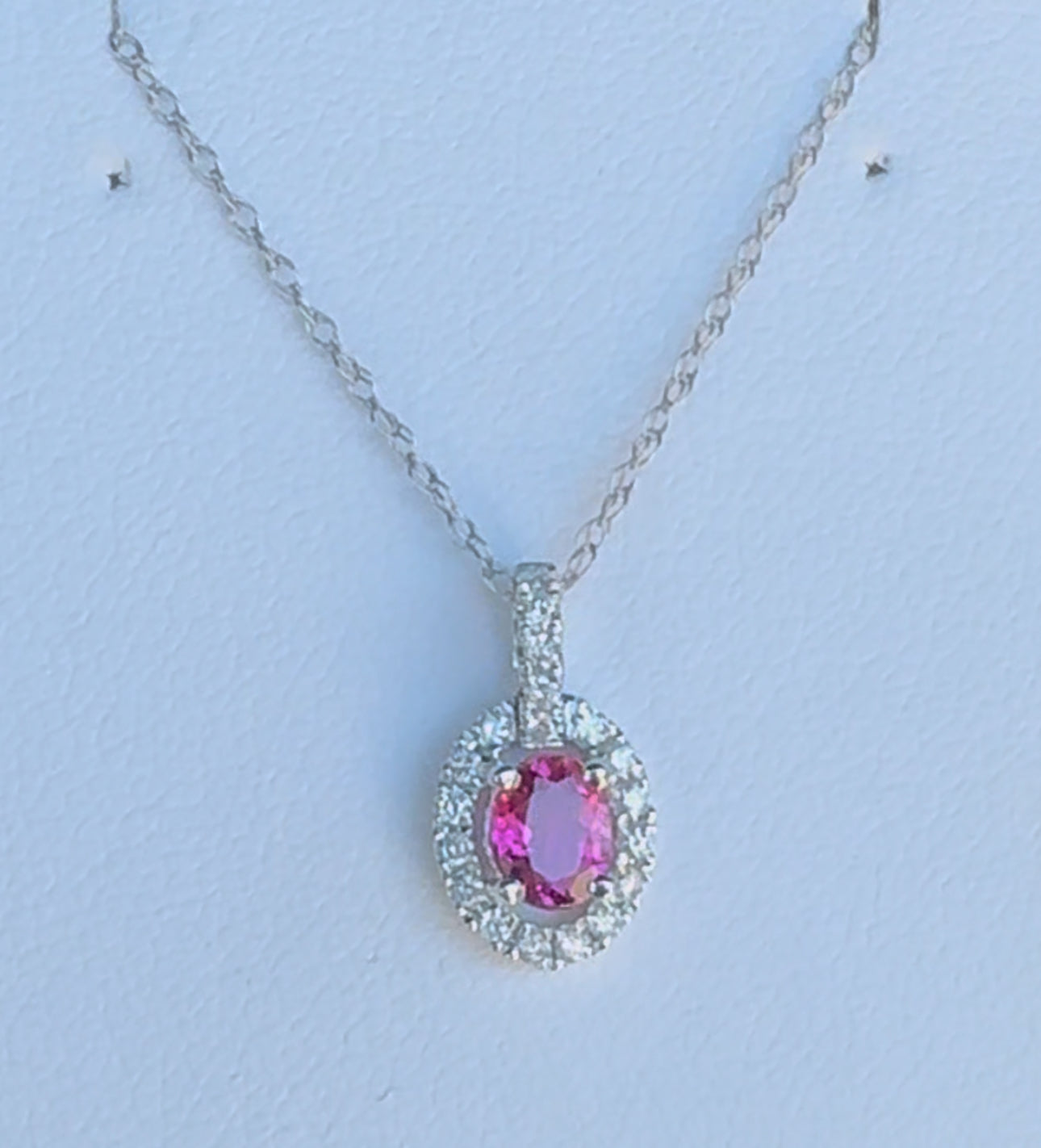 Pink Tourmaline and Diamond Pendant