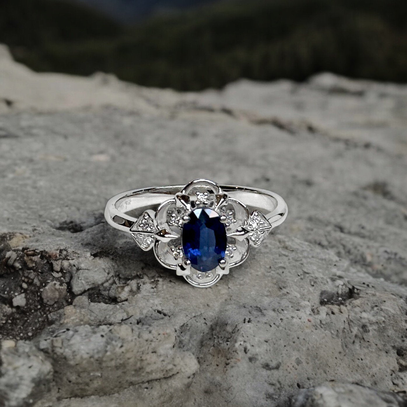 Genuine Sapphire and Diamond Ring