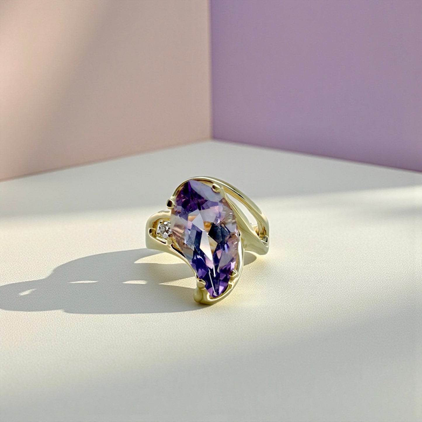 14K Fancy Cut Amethyst Ring