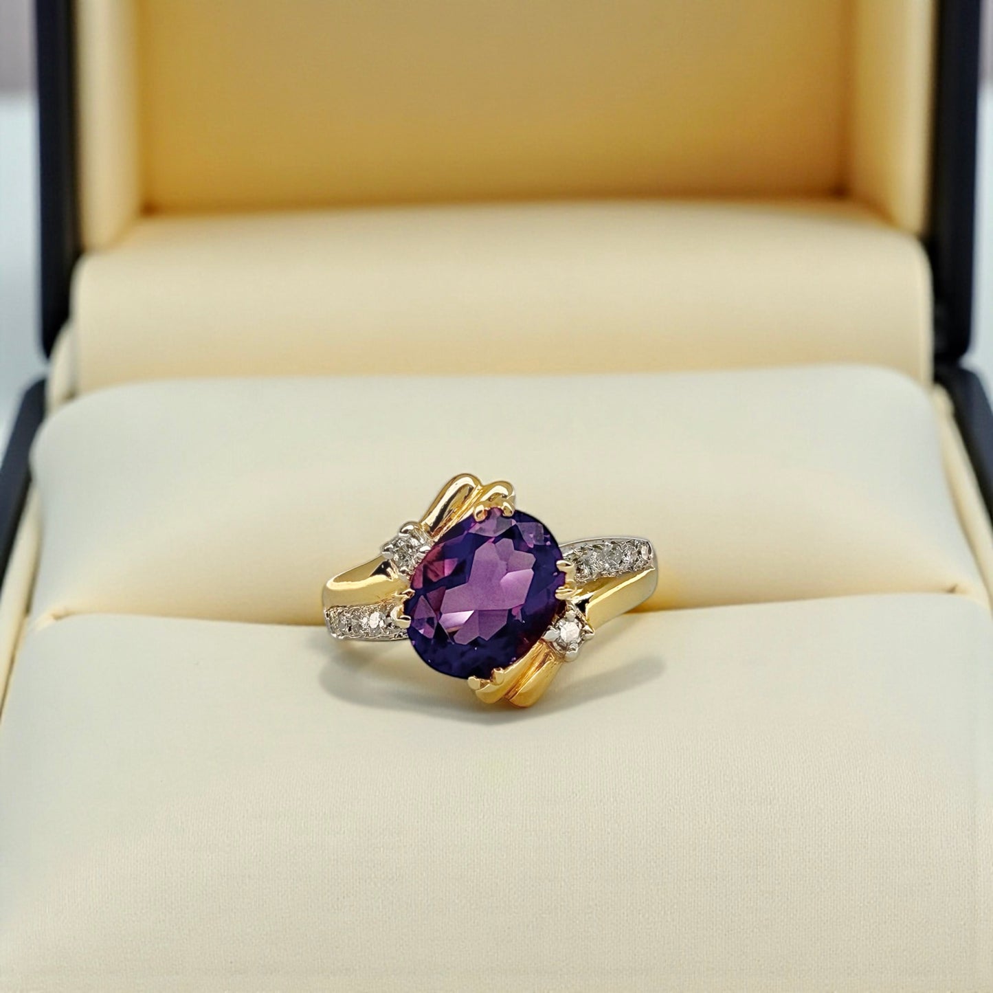 14K Amethyst and Diamond Fashion Ring
