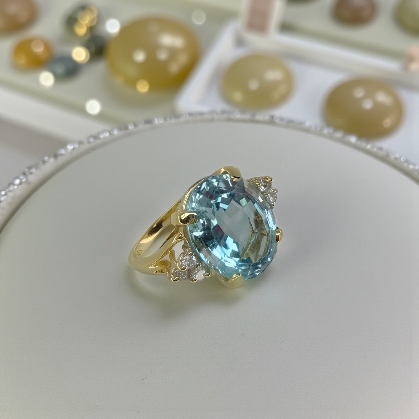 14K Blue Topaz Cocktail Ring