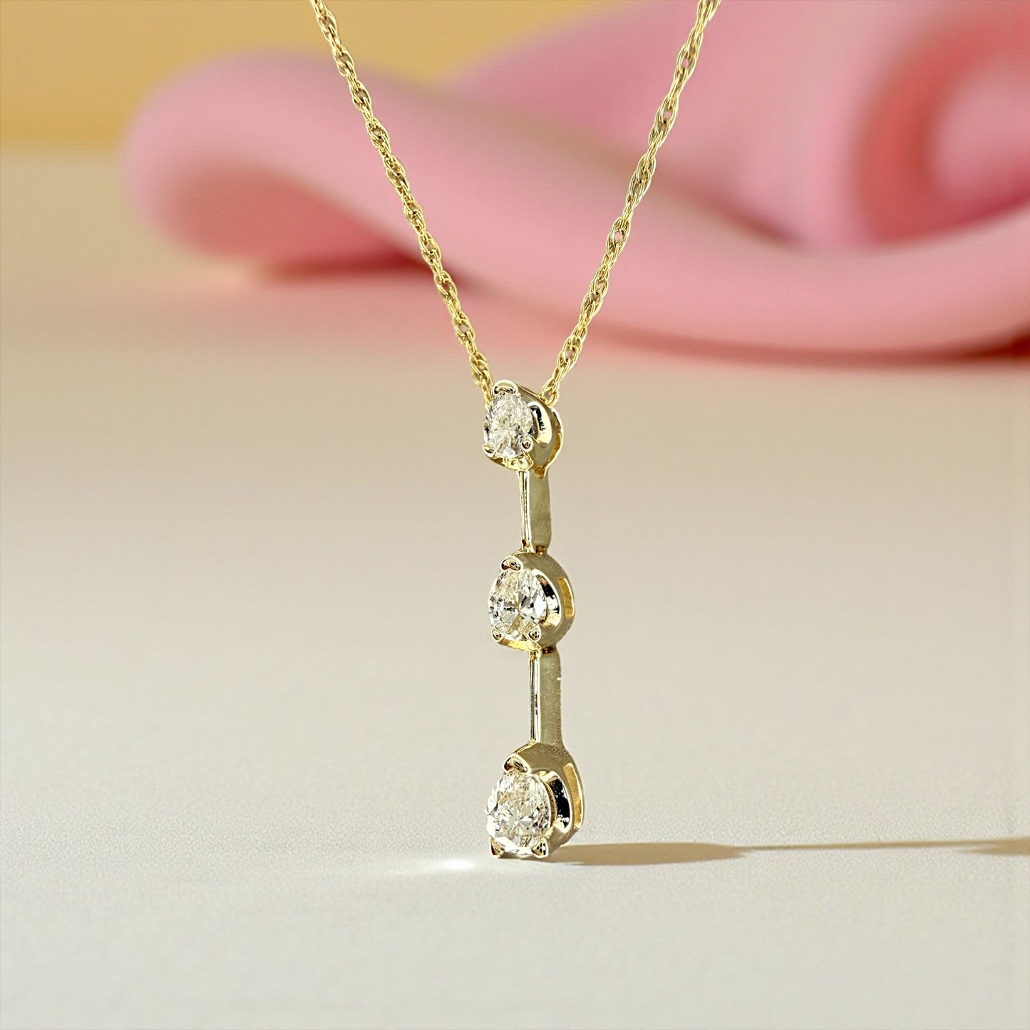 14K Three Diamond Hinged Pendant