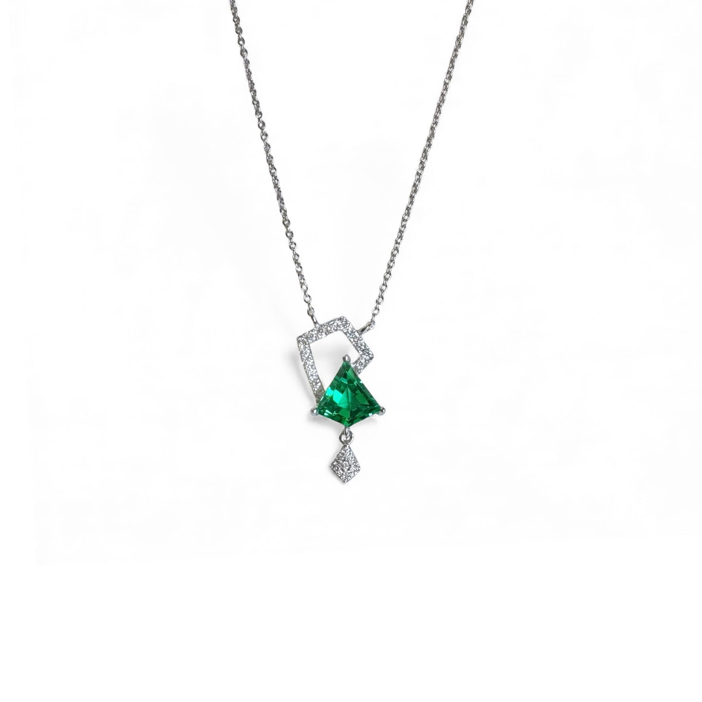 Diamond and Green Quartz in 14K White Gold