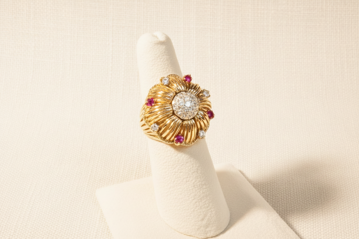 14K Ruby and Diamond Cocktail Ring
