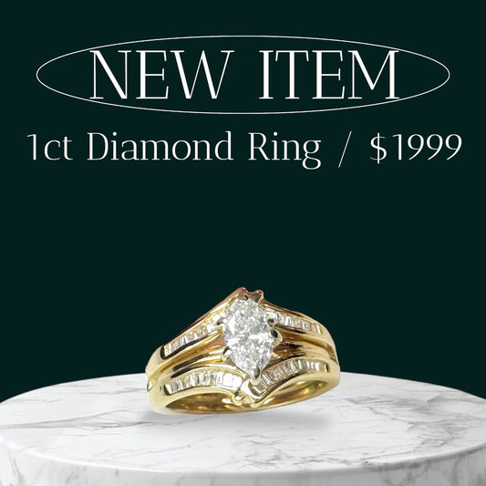 14K Marquise Diamond Wedding Set