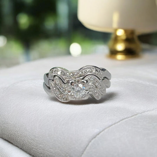 14K Vintage Diamond Wedding Set
