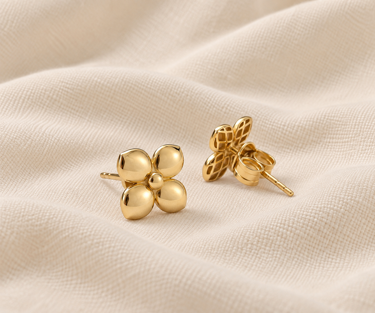 Solid Gold Floral Earring