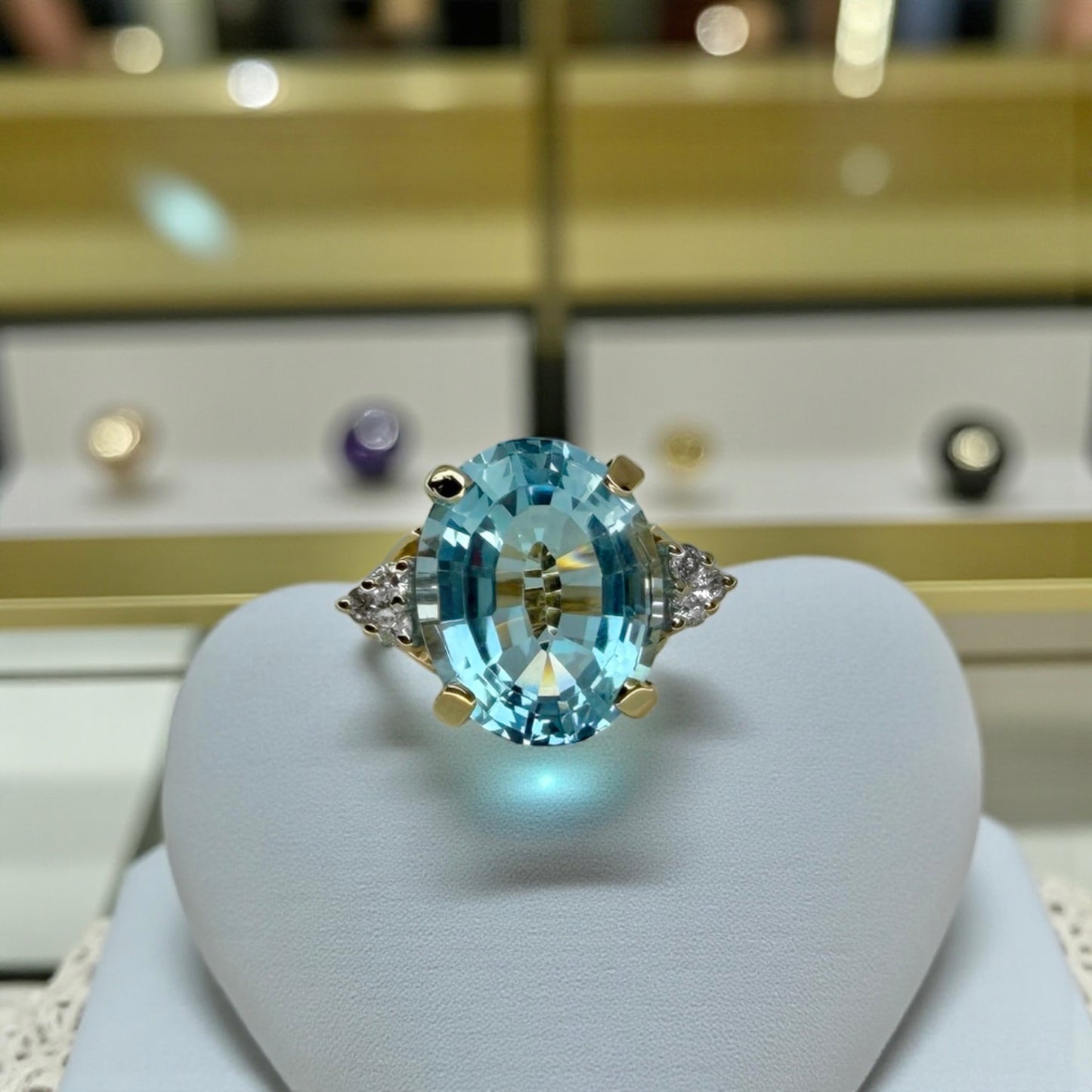 14K Blue Topaz Cocktail Ring