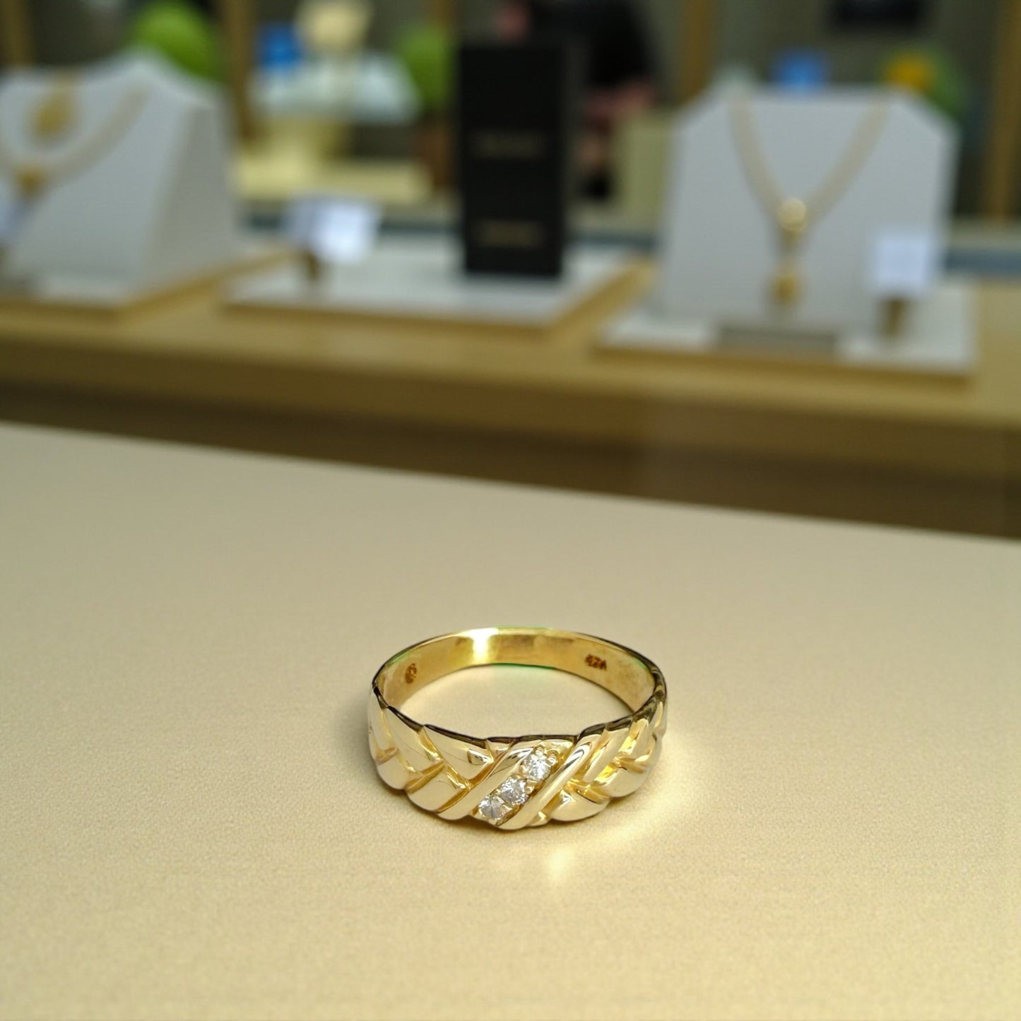 14K Yellow Gold Diamond Woven Band