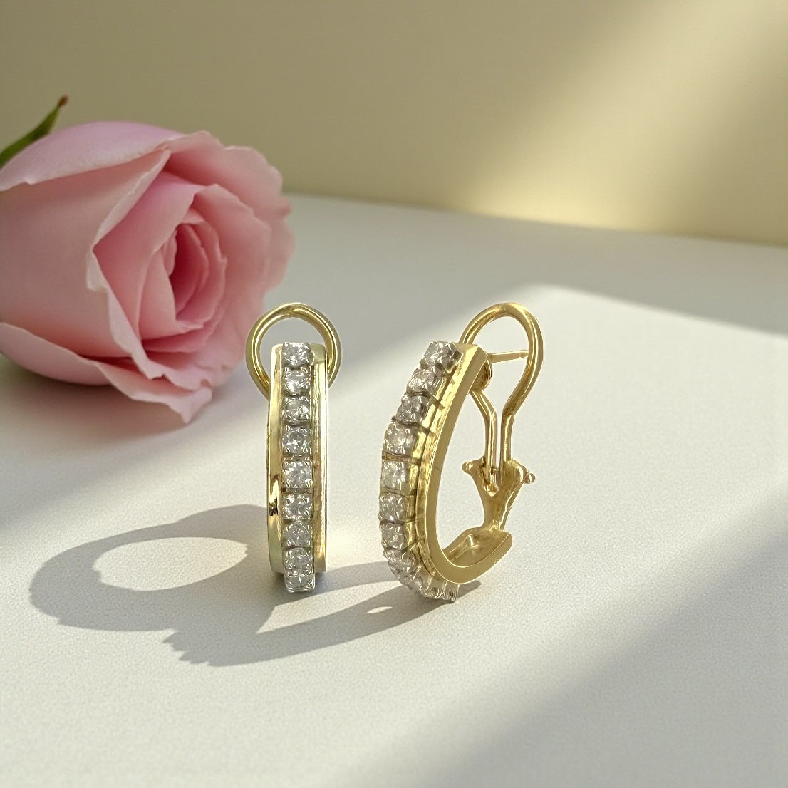 14K Diamond Lever Back Earrings