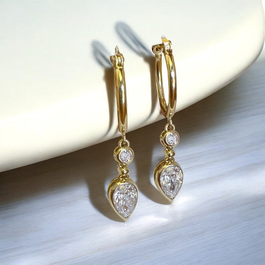 Yellow Gold Diamond Drop Earrings