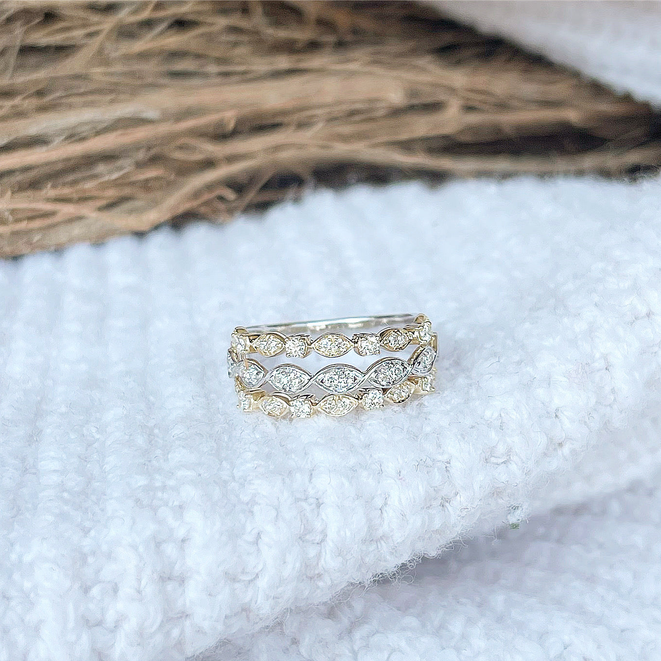 Three Row Diamond Fashion Band