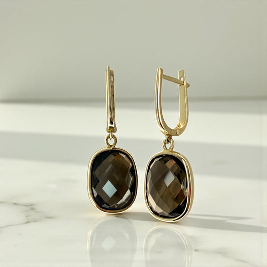 14K Smoky Quartz Dangle Earrings