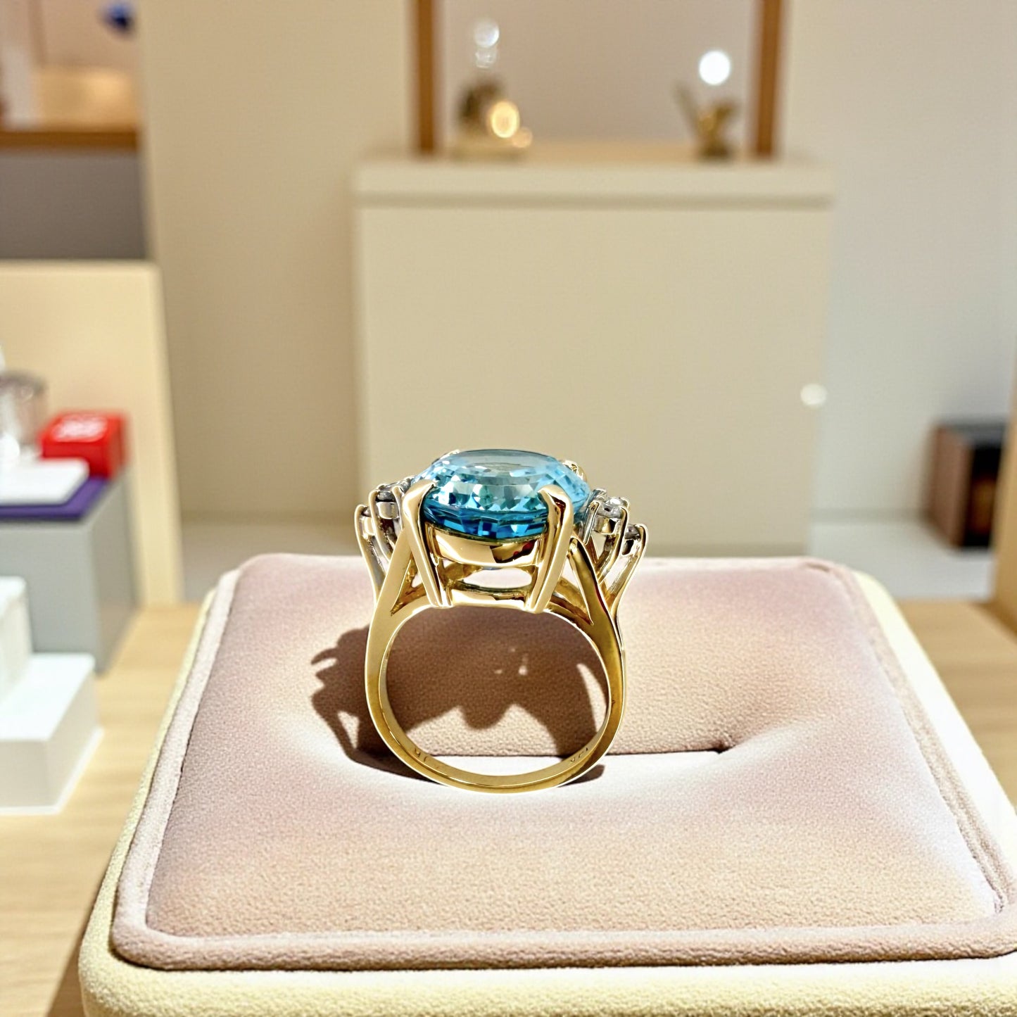 14K Blue Topaz Cocktail Ring