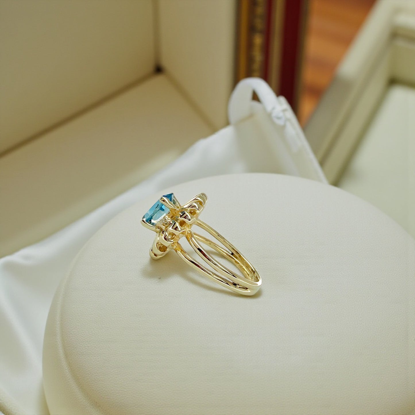 Blue Topaz Flower Ring