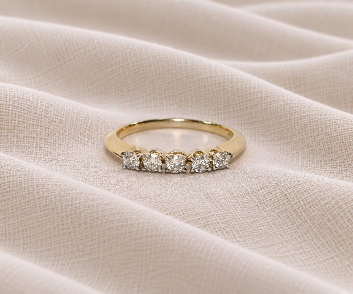 14K 5 Stone Diamond Band