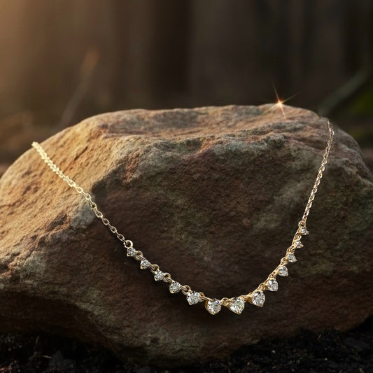 14K Graduated Diamond Station Necklace