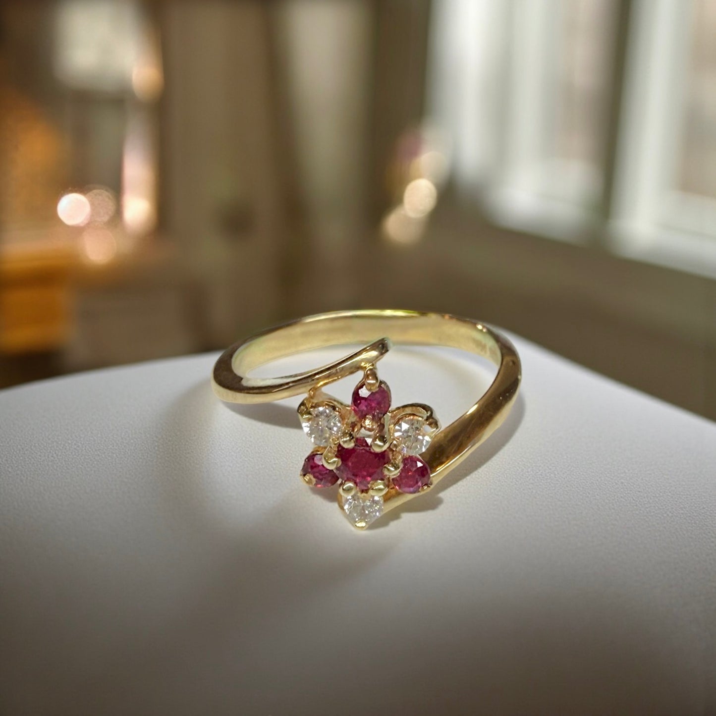 14K Genuine Ruby and Diamond Ring