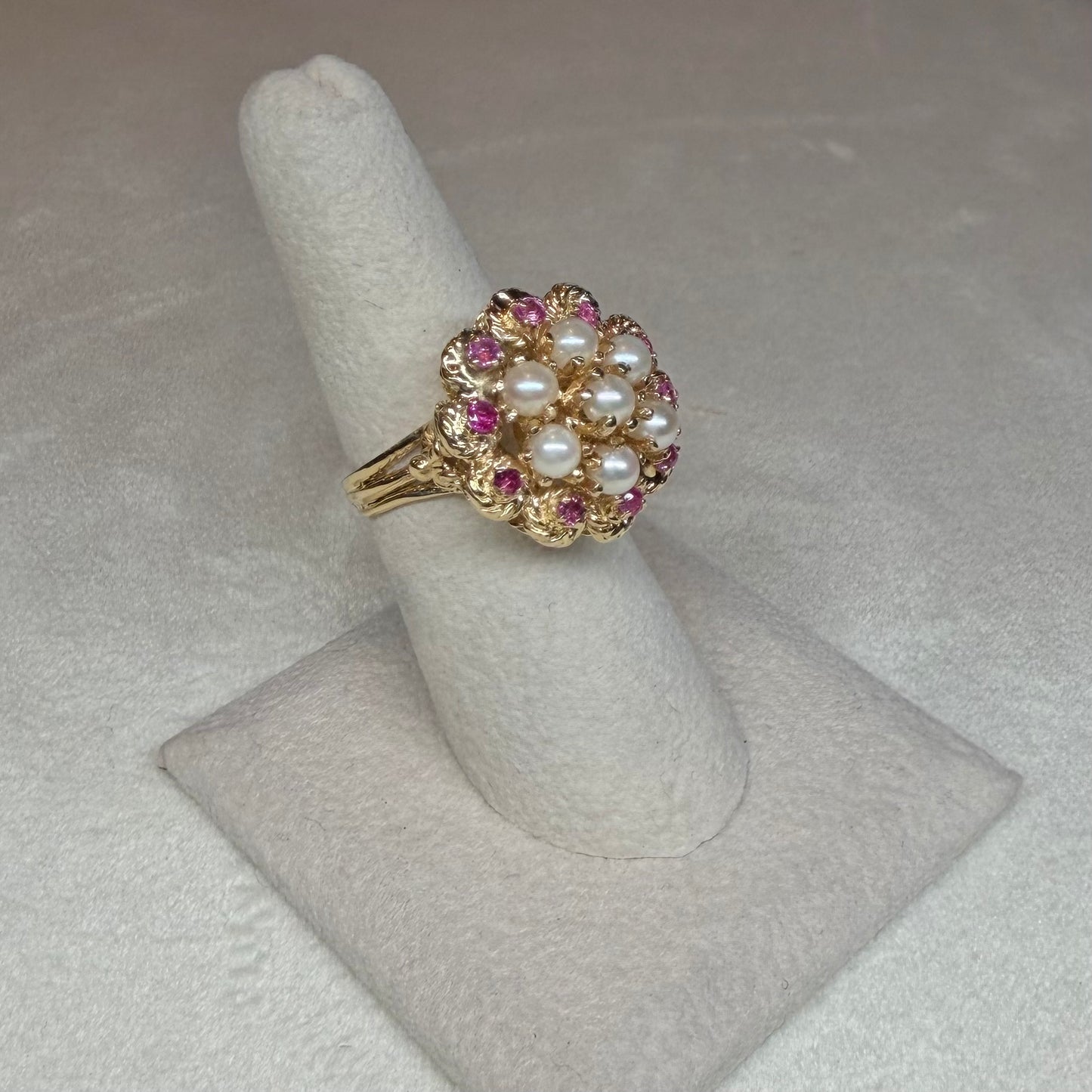 14K Pearl and Ruby Ring