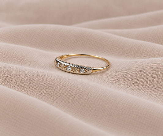 14K Two-Tone Antique Wedding Band