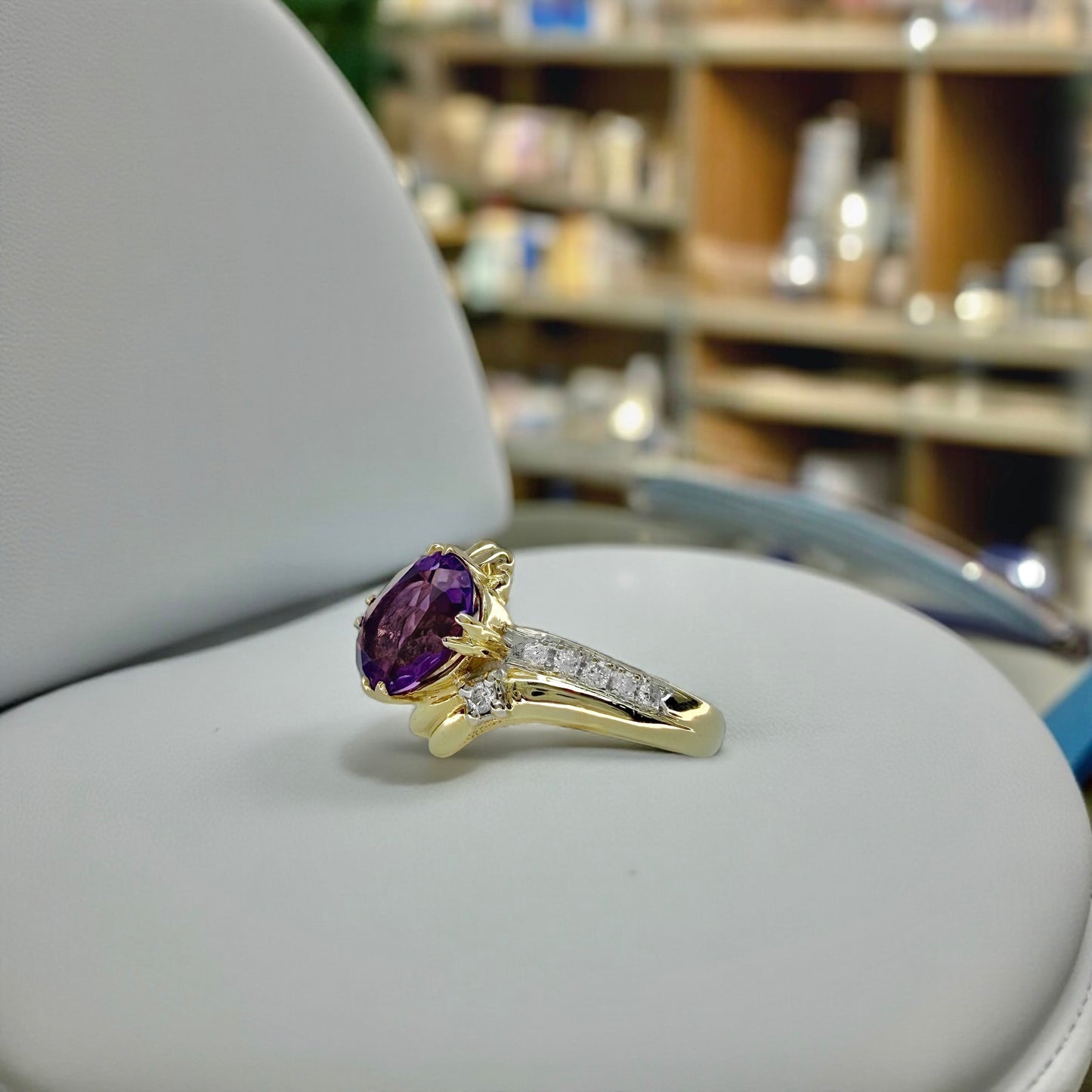 14K Amethyst and Diamond Fashion Ring