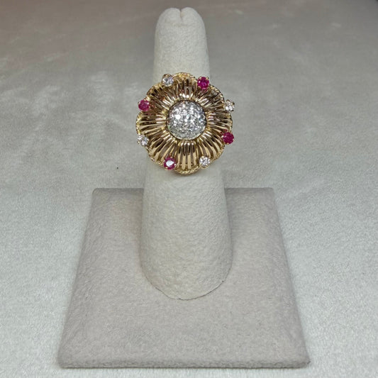 14K Ruby and Diamond Cocktail Ring