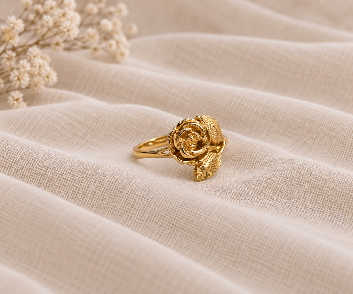 Solid gold rose Ring