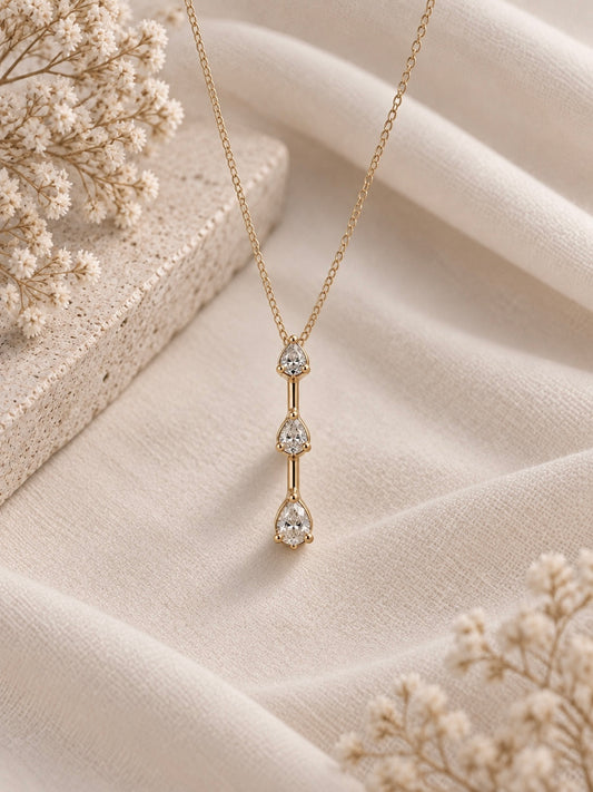 14K Three Diamond Hinged Pendant