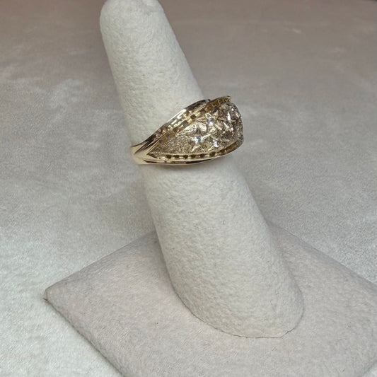 14K Domed Star Ring