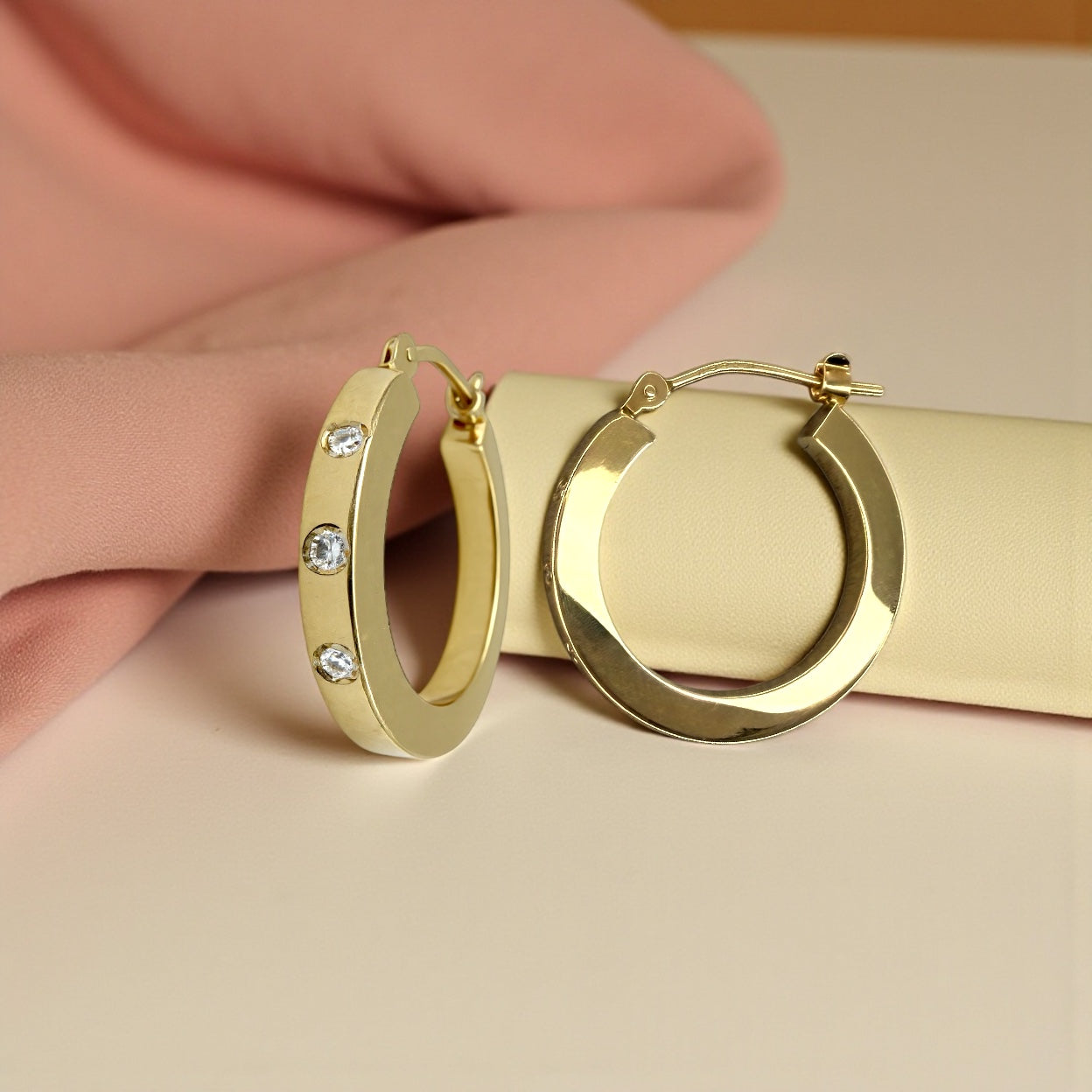 Three-Stone Diamond Hoops