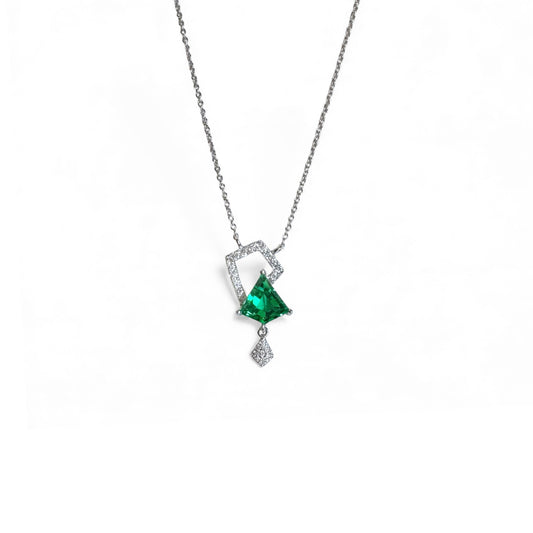 Diamond and Green Quartz in 14K White Gold