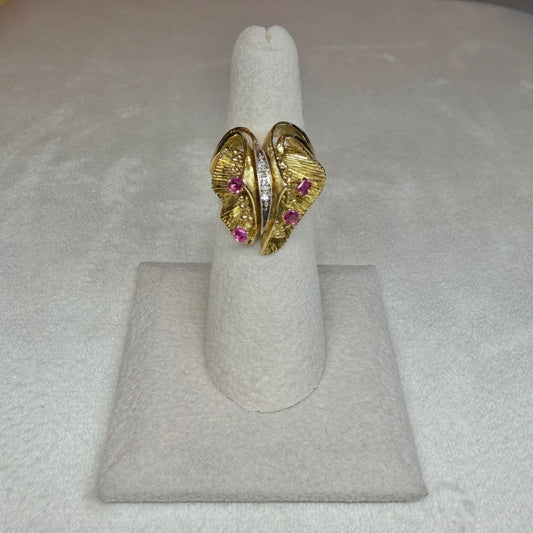 18K Ruby and Diamond Floral Fashion Ring