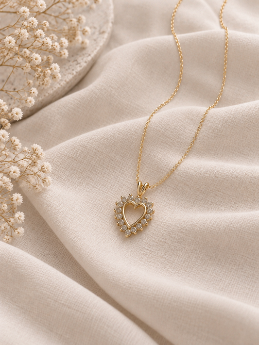 14K Diamond Heart Pendant