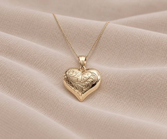 14K Yellow Gold Puff Heart