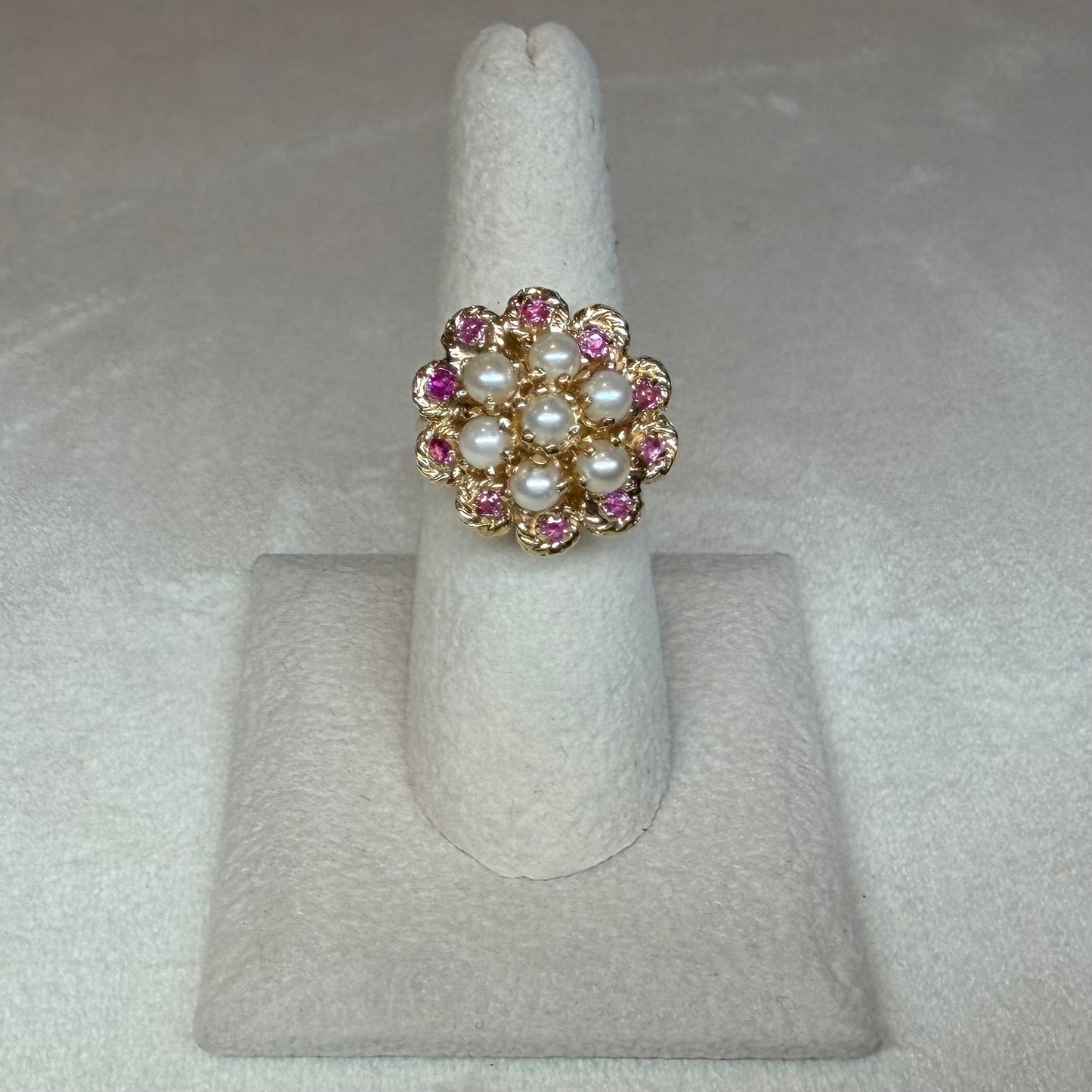 14K Pearl and Ruby Ring