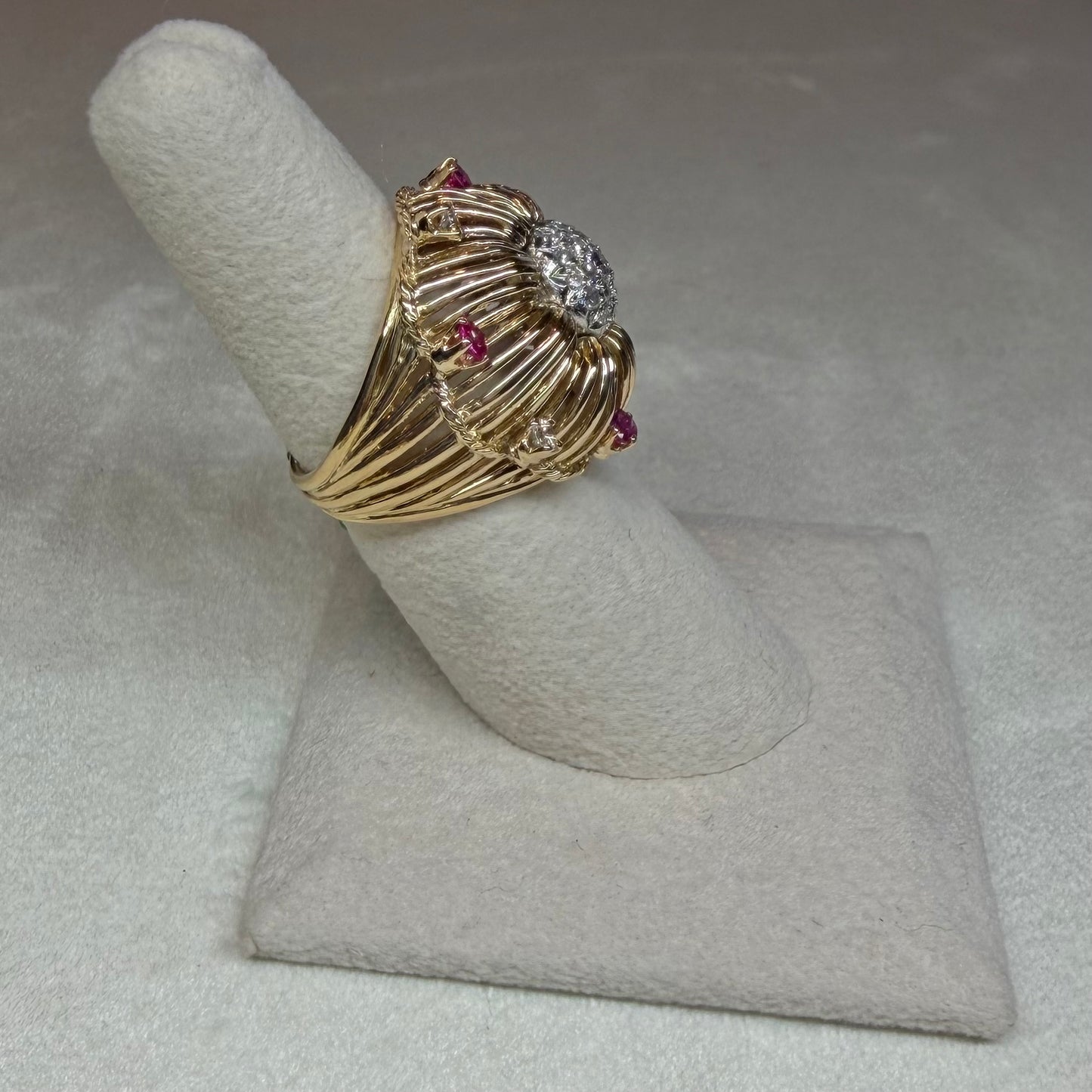 14K Ruby and Diamond Cocktail Ring