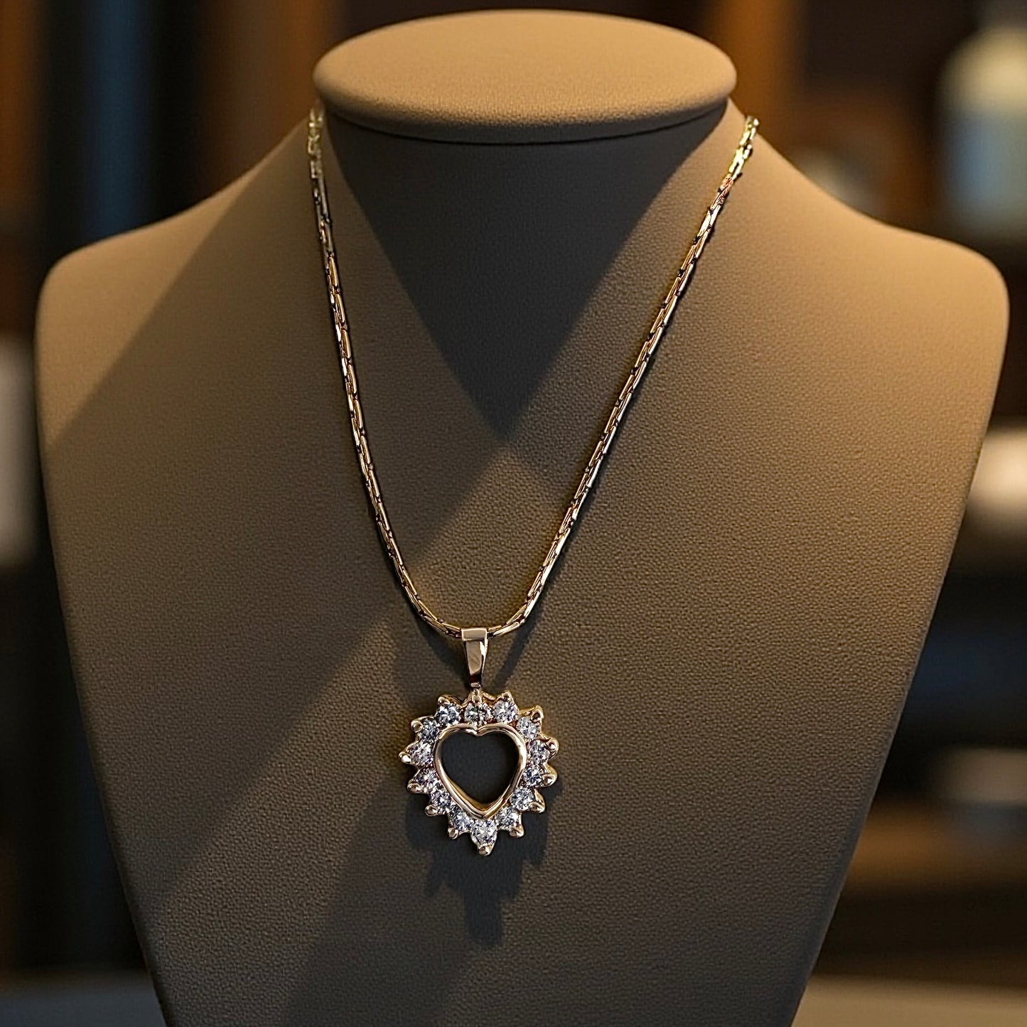 14K Diamond Heart Pendant