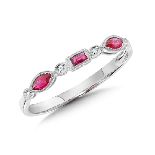 Diamond and Ruby Stackable Ring