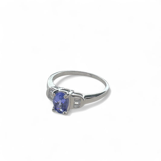 Classic Tanzanite and Diamond Ring