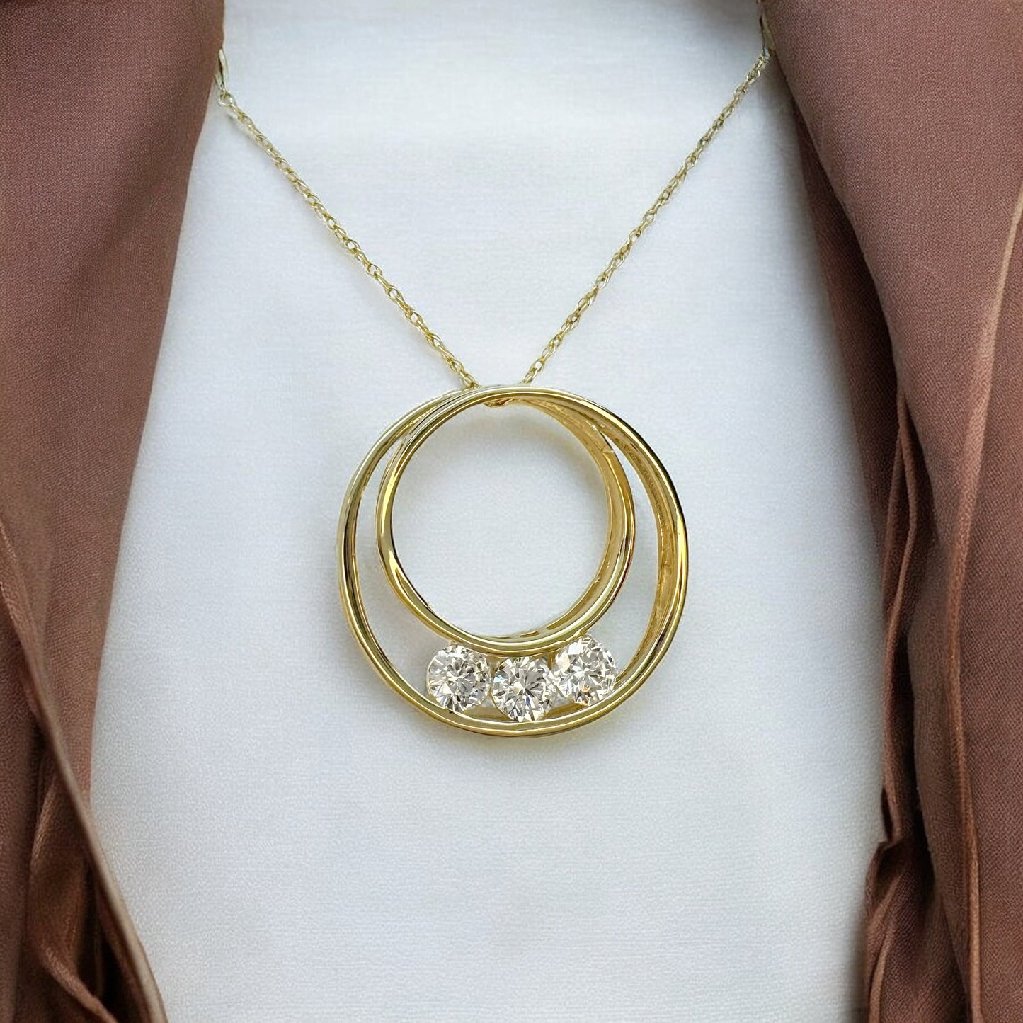 Diamond Double Hoop Pendant