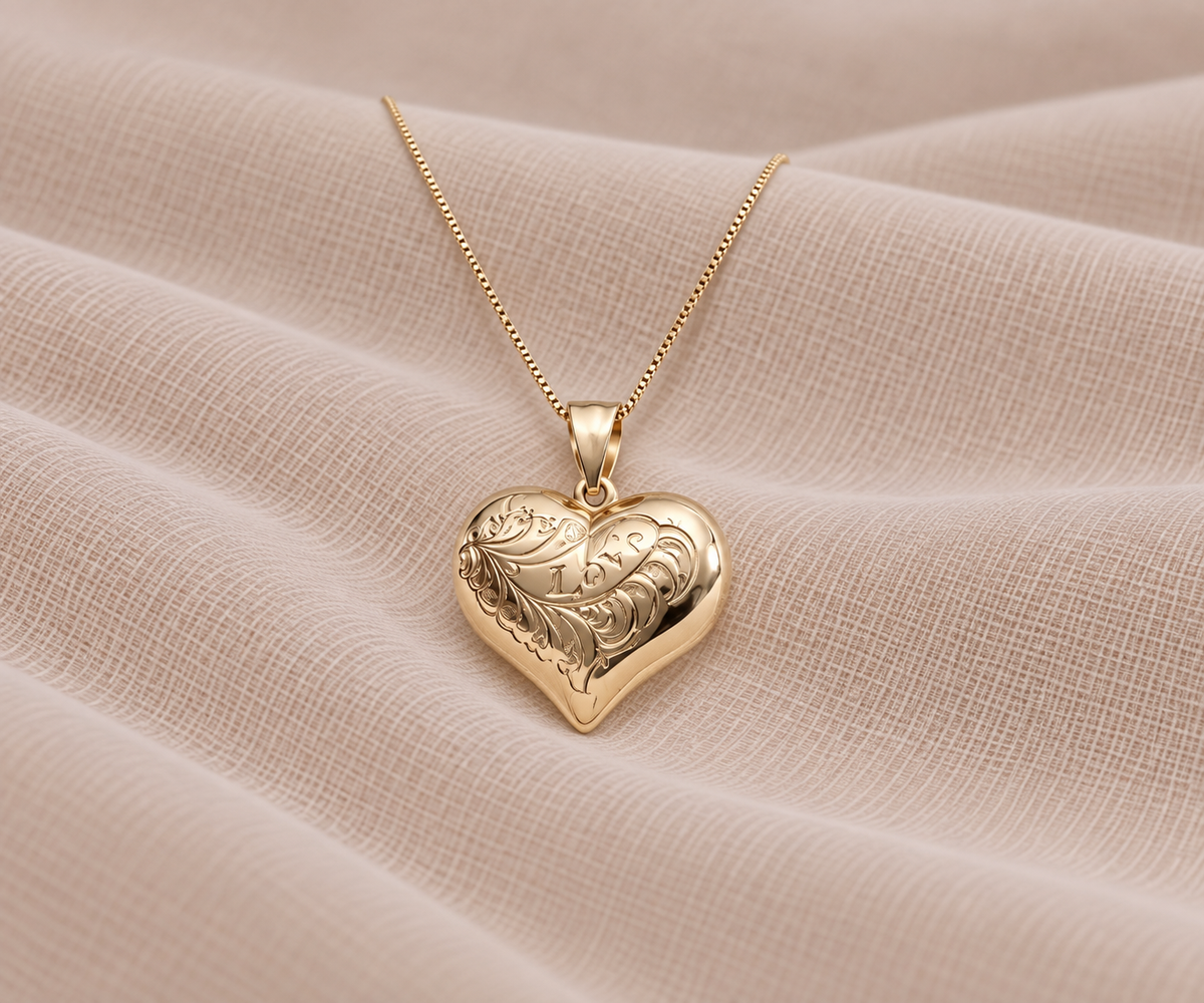 14K Yellow Gold Puff Heart