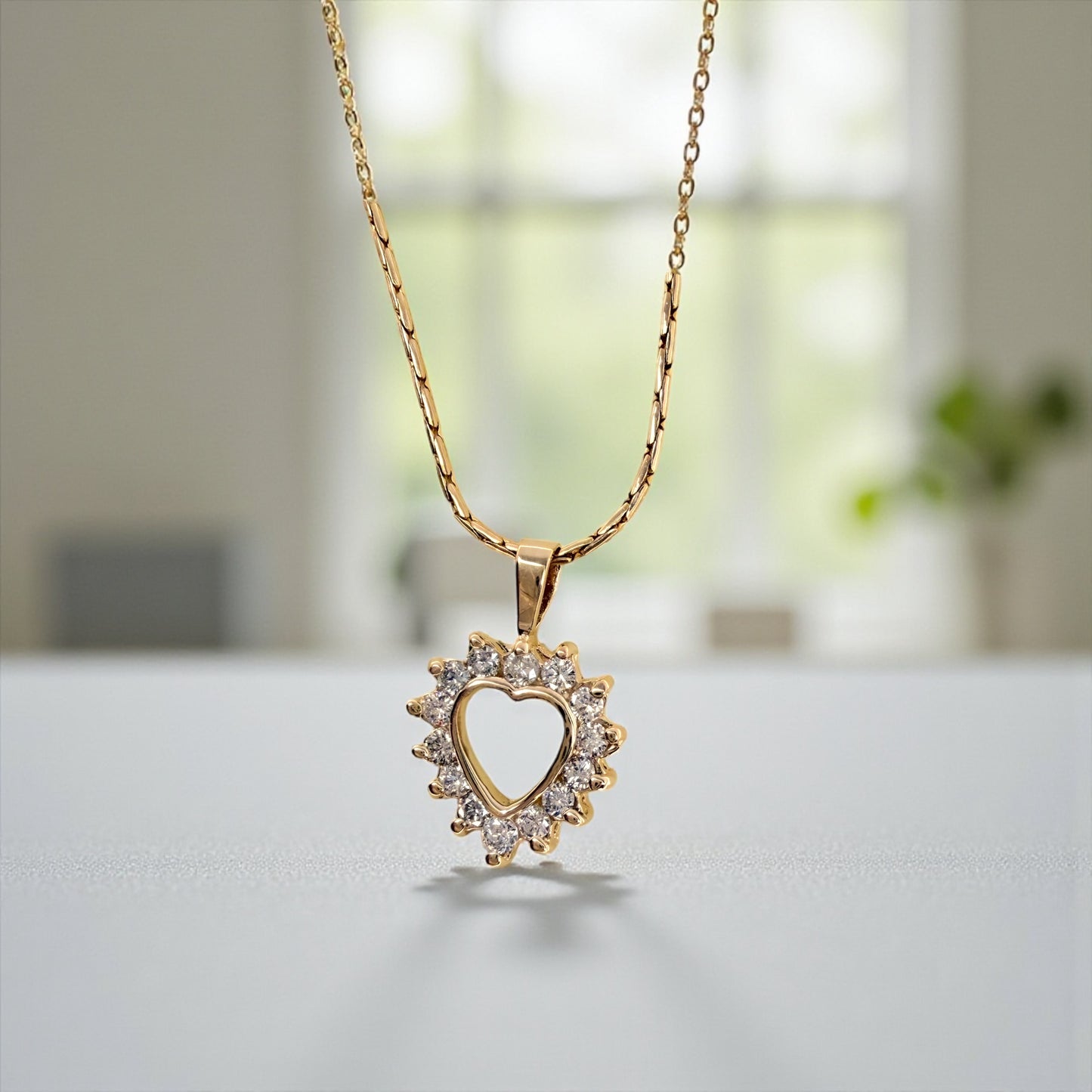 14K Diamond Heart Pendant