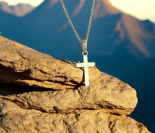 14k Solid Gold Cross Necklace