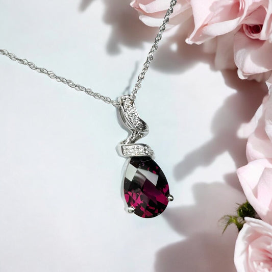 Genuine Garnet and Diamond Pendant