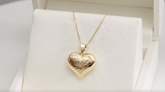 14K Yellow Gold Puff Heart