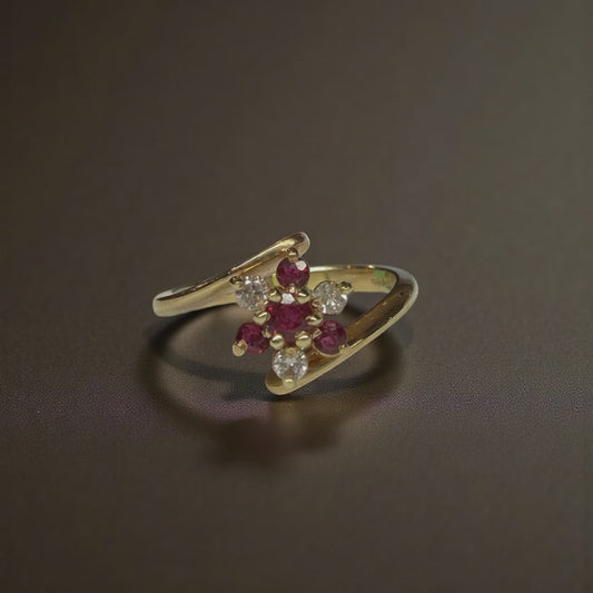 14K Genuine Ruby and Diamond Ring