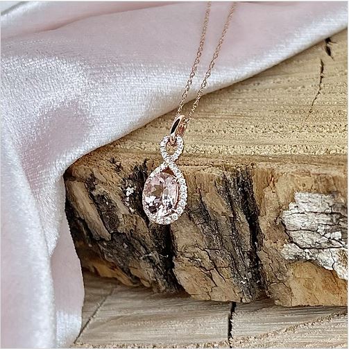 Morganite and Diamond Pendant