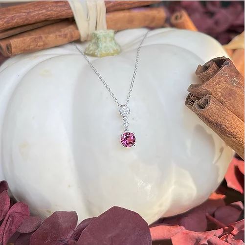 Pink Tourmaline and Diamond Pendant